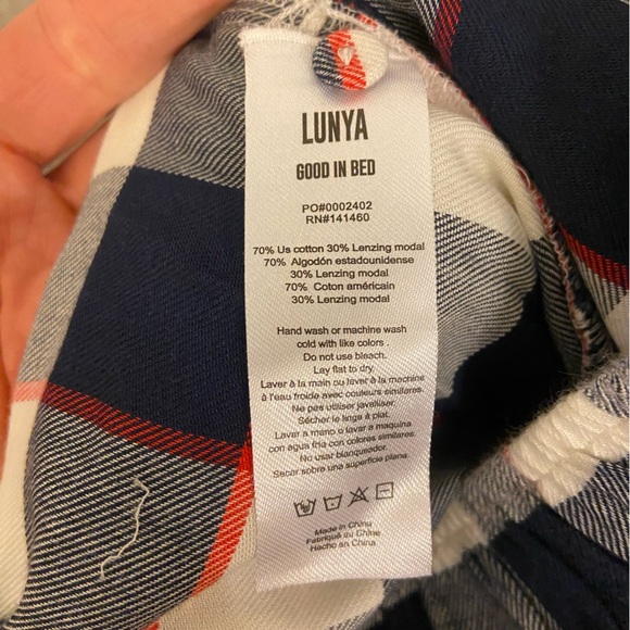 Lunya Check Alpine Plaid Flannel Pajama Pants Size Small - Picture 7 of 8